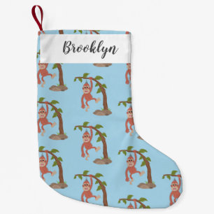 Cute happy baby orangutan cartoon illustratie kleine kerstsok