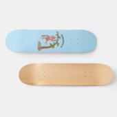 Cute happy baby orangutan cartoon illustratie skateboard (Horizontaal)