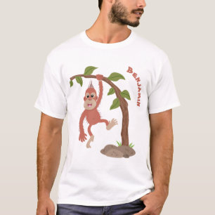 Cute happy baby orangutan cartoon illustratie t-shirt