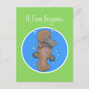 Cute happy baby platypus cartoon illustratie briefkaart
