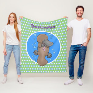 Cute happy baby platypus cartoon illustratie fleece deken