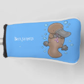 Cute happy baby platypus cartoon illustratie golfheadcover (Voorkant)