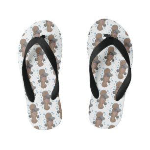 Cute happy baby platypus cartoon illustratie kinder teenslippers