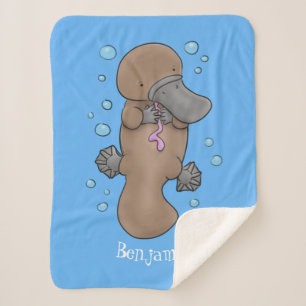 Cute happy baby platypus cartoon illustratie sherpa deken