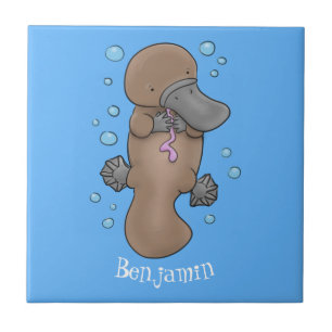 Cute happy baby platypus cartoon illustratie tegeltje