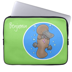 Cute happy baby platypus illustratie laptop sleeve