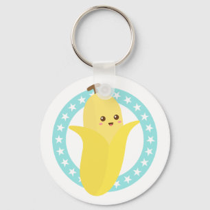 Cute Happy Banana Fruit Sleutelhanger