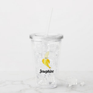 Cute Happy Banana Monogram Acryl Drinkbeker