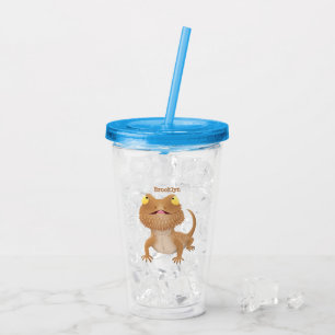 Cute happy bebaarzen dradenhagedis cartoon acryl drinkbeker