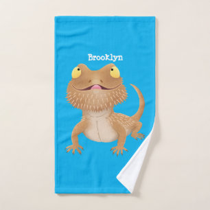 Cute happy bebaarzen dradenhagedis cartoon bad handdoek