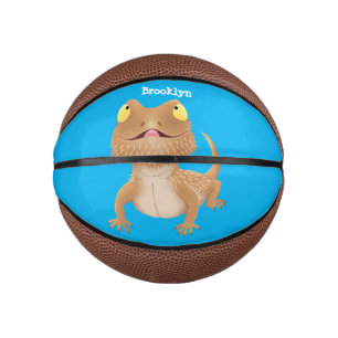 Cute happy bebaarzen dradenhagedis cartoon basketbal