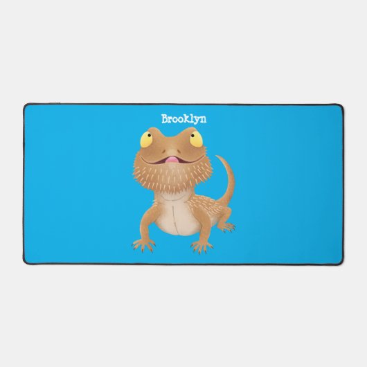 Cute happy bebaarzen dradenhagedis cartoon bureaumat (Voorkant)