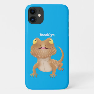 Cute happy bebaarzen dradenhagedis cartoon iPhone 11 hoesje
