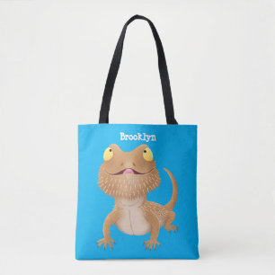 Cute happy bebaarzen dradenhagedis cartoon draagtas