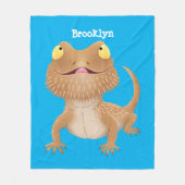 Cute happy bebaarzen dradenhagedis cartoon fleece deken (Voorkant)