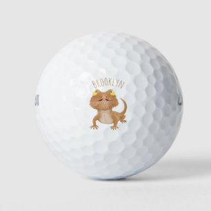 Cute happy bebaarzen dradenhagedis cartoon golfballen
