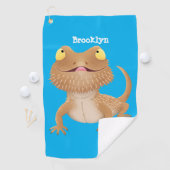 Cute happy bebaarzen dradenhagedis cartoon golfhanddoek (Insitu)