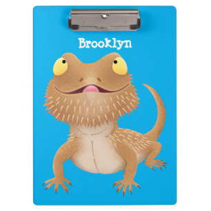 Cute happy bebaarzen dradenhagedis cartoon klembord