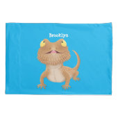 Cute happy bebaarzen dradenhagedis cartoon kussensloop (Achterkant)