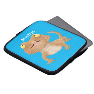 Cute happy bebaarzen dradenhagedis cartoon laptop sleeve