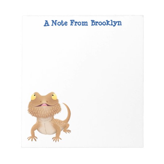 Cute happy bebaarzen dradenhagedis cartoon notitieblok (Voorkant)