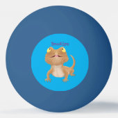 Cute happy bebaarzen dradenhagedis cartoon pingpongballen (Achterkant)