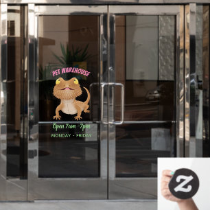 Cute happy bebaarzen dradenhagedis cartoon raamsticker