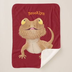 Cute happy bebaarzen dradenhagedis cartoon sherpa deken