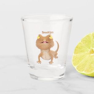 Cute happy bebaarzen dradenhagedis cartoon shot glas