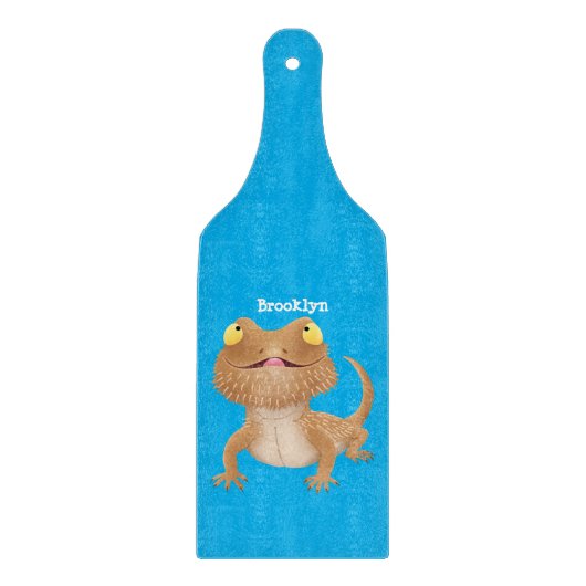 Cute happy bebaarzen dradenhagedis cartoon snijplank (Voorkant)