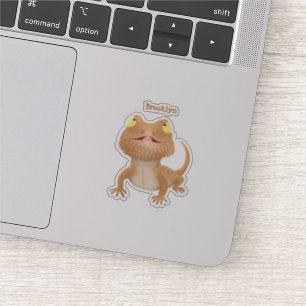 Cute happy bebaarzen dradenhagedis cartoon sticker
