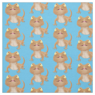 Cute happy bebaarzen dradenhagedis cartoon stof