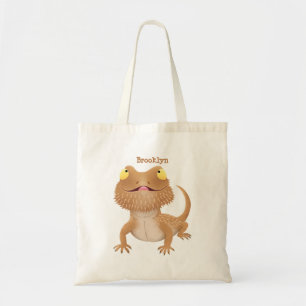 Cute happy bebaarzen dradenhagedis cartoon tote bag