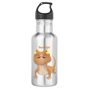 Cute happy bebaarzen dradenhagedis cartoon waterfles