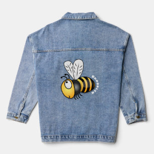 Cute happy bee cartoon illustratie denim jacket