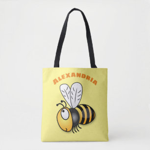 Cute happy bee cartoon illustratie draagtas