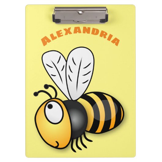 Cute happy bee cartoon illustratie klembord (Voorkant)