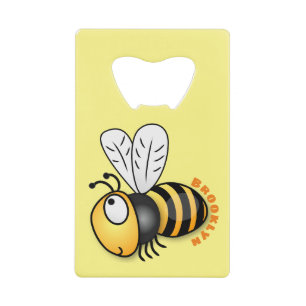 Cute happy bee cartoon illustratie kredietkaart flessenopener