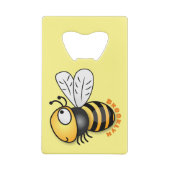 Cute happy bee cartoon illustratie kredietkaart flessenopener (Achterkant)