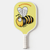 Cute happy bee cartoon illustratie pickleball paddle (Voorkant)