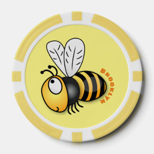 Cute happy bee cartoon illustratie poker chips