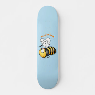 Cute happy bee cartoon illustratie skateboard