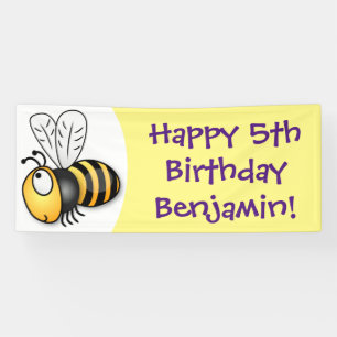Cute happy bee cartoon illustratie spandoek
