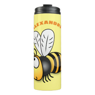 Cute happy bee cartoon illustratie thermosbeker