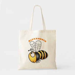 Cute happy bee cartoon illustratie tote bag
