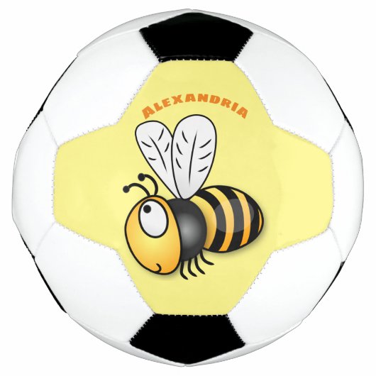 Cute happy bee cartoon illustratie voetbal (Voorkant)