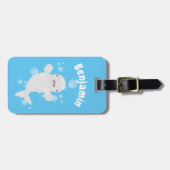 Cute happy beluga whale cartoon bagagelabel (Voorkant horizontaal)