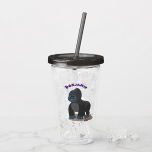 Cute happy big gorilla cartoon illustratie acryl drinkbeker