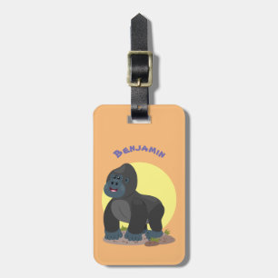 Cute happy big gorilla cartoon illustratie bagagelabel