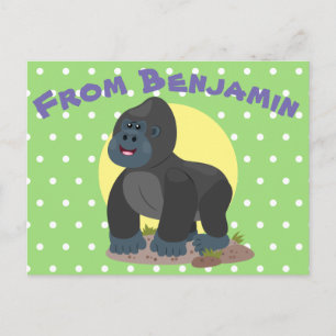 Cute happy big gorilla cartoon illustratie briefkaart